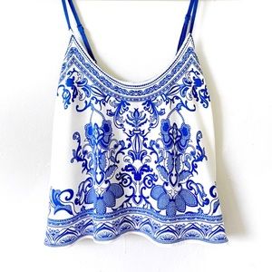 FINAL MARKDOWN🔥Flying Tomato Damask Print Swing Crop Top